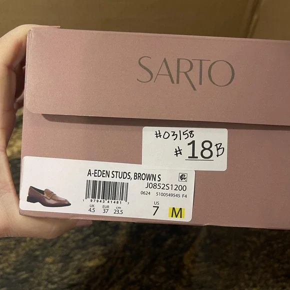 Franco Sarto A-Eden Studs Shoes Womens Size 7 Brown Loafers Studded J0852S1200 - Picture 16 of 16